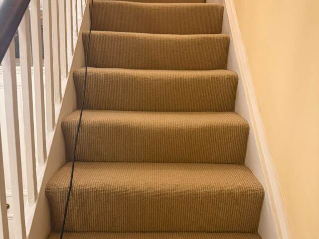 Axminster Carpets Natural Loop Ribgrass Straw installation in Wandsworth