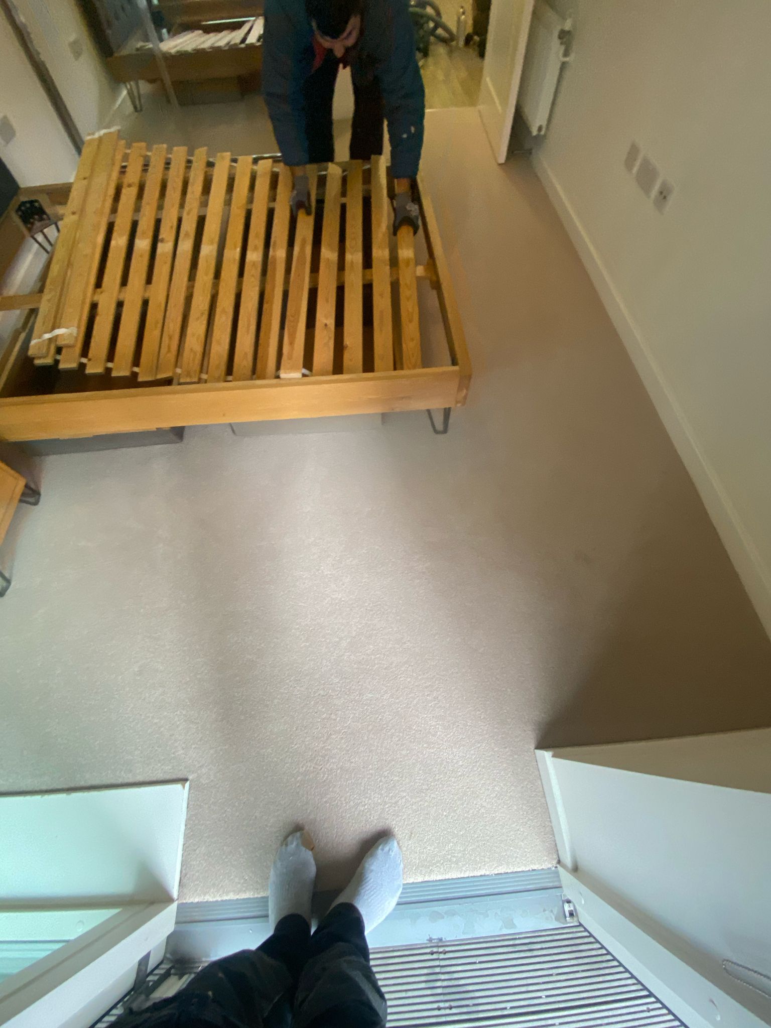 Brockway Carpets Dimensions Plain Pale Stone installation in-2