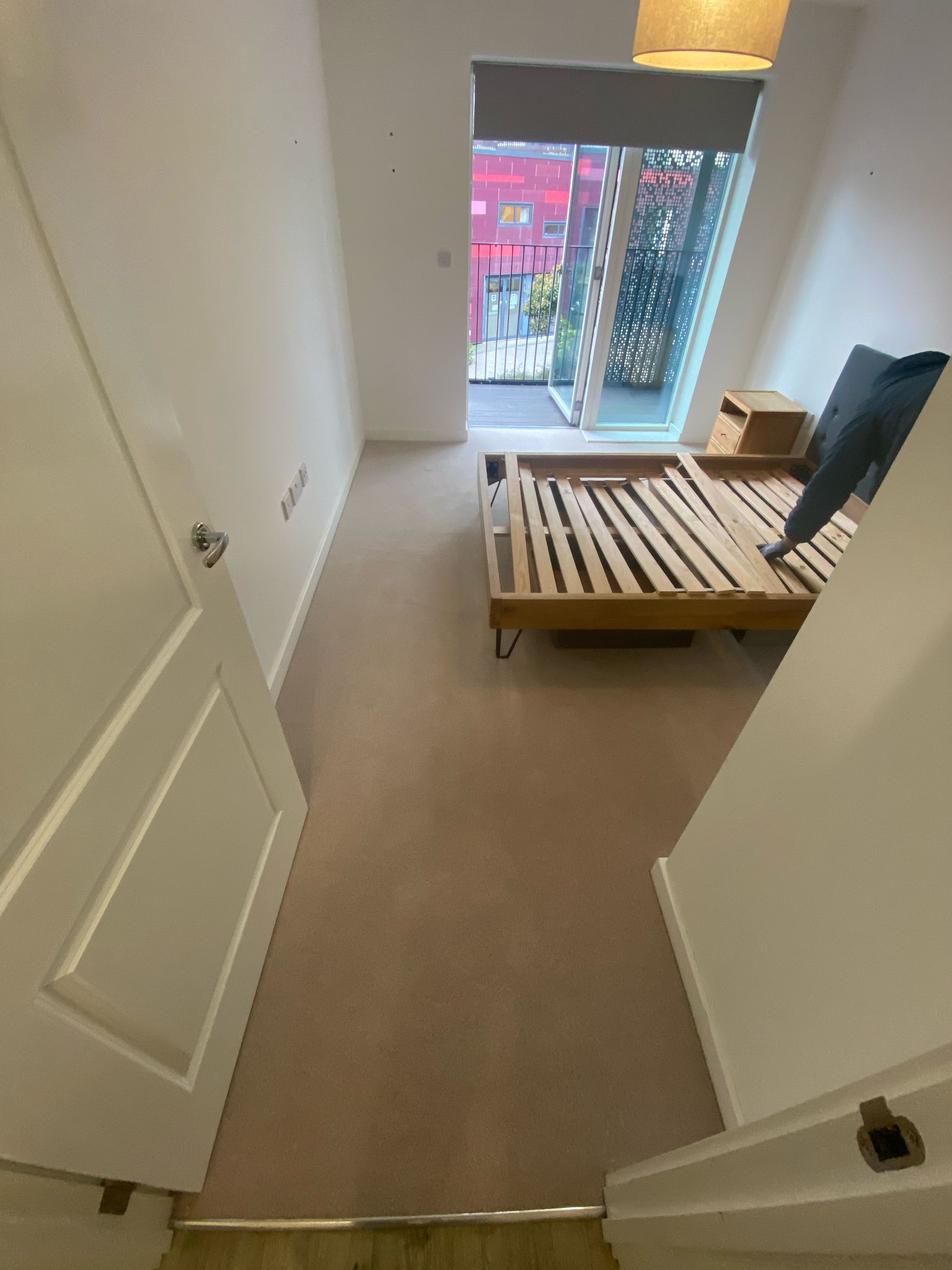 Brockway Carpets Dimensions Plain Pale Stone installation in-Main (1)