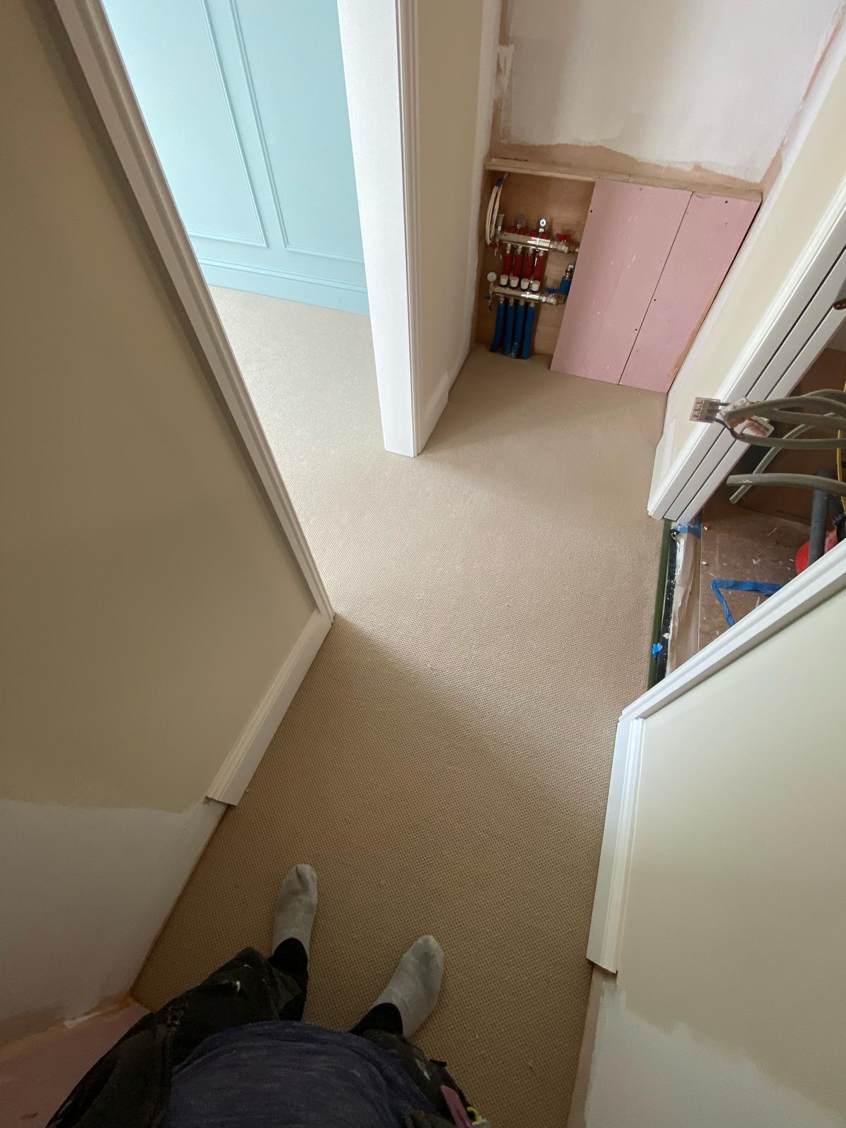 Likewise London Designer Weave Ashen Sky carpet installation in-3