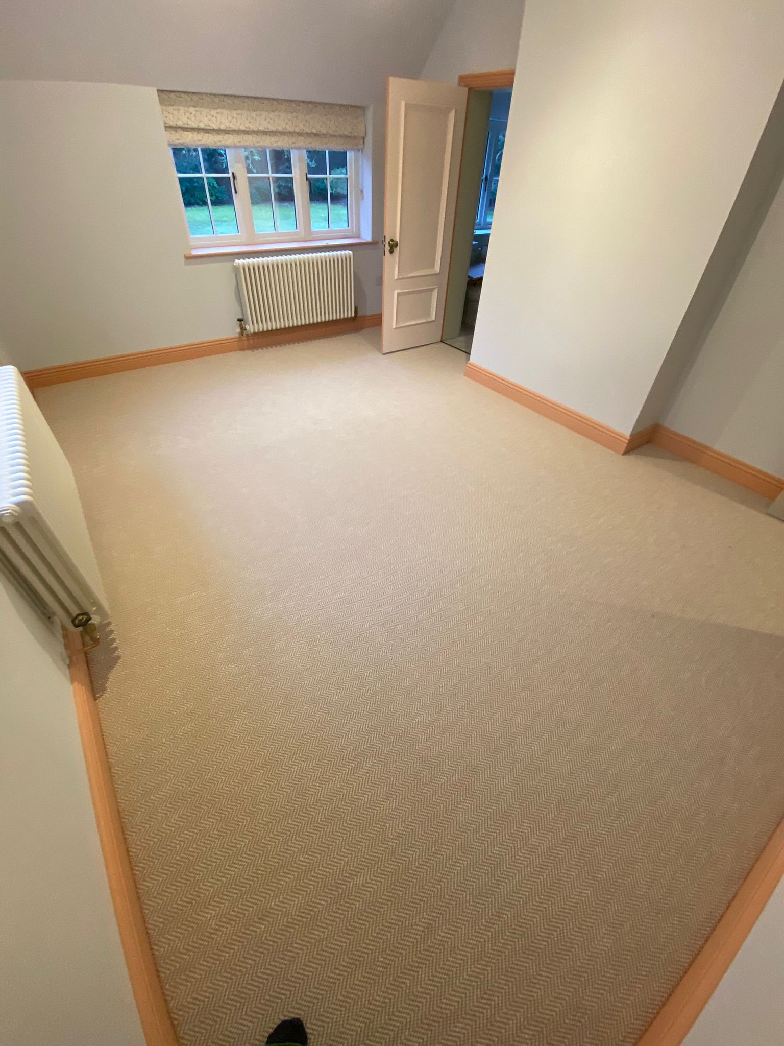 Likewise London Herringbone Chalk carpet installation in-Main