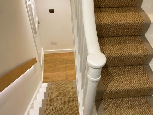 Likewise London Sisal Tigers Eye Flint carpet installation in Acton
