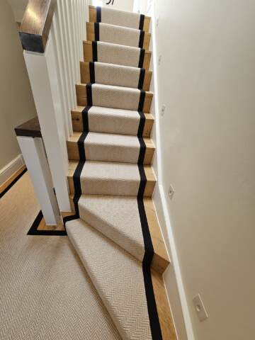 Fibre Flooring Classic Herringbone Chalk carpet installation – 2