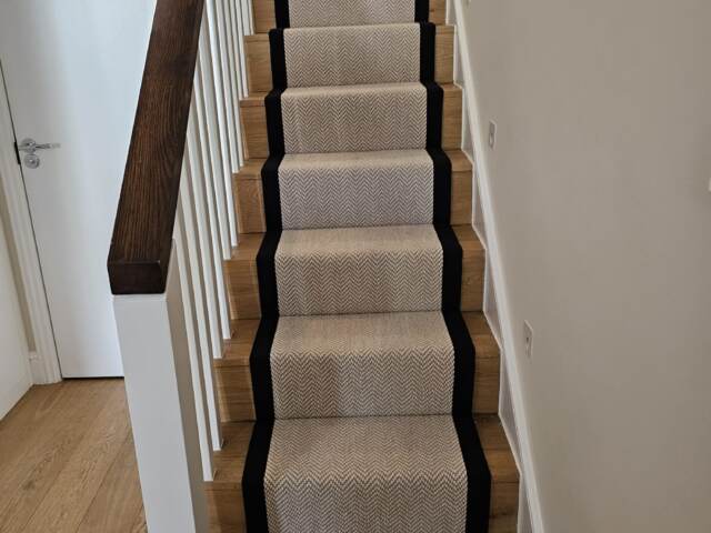 Fibre Flooring Classic Herringbone Chalk fitting in Kensington