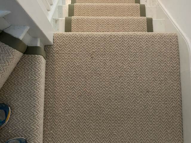 Westex Flooring Sawley Wool Loop Linen carpet installation in Canary Wharf