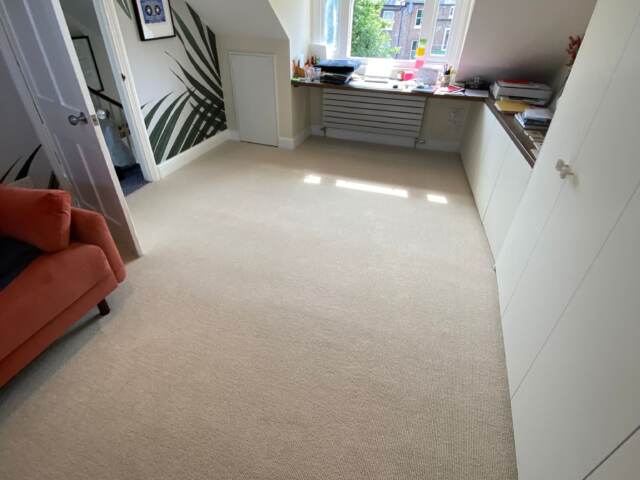 Alternative Flooring Milkshake Vanilla carpet installation in Camden
