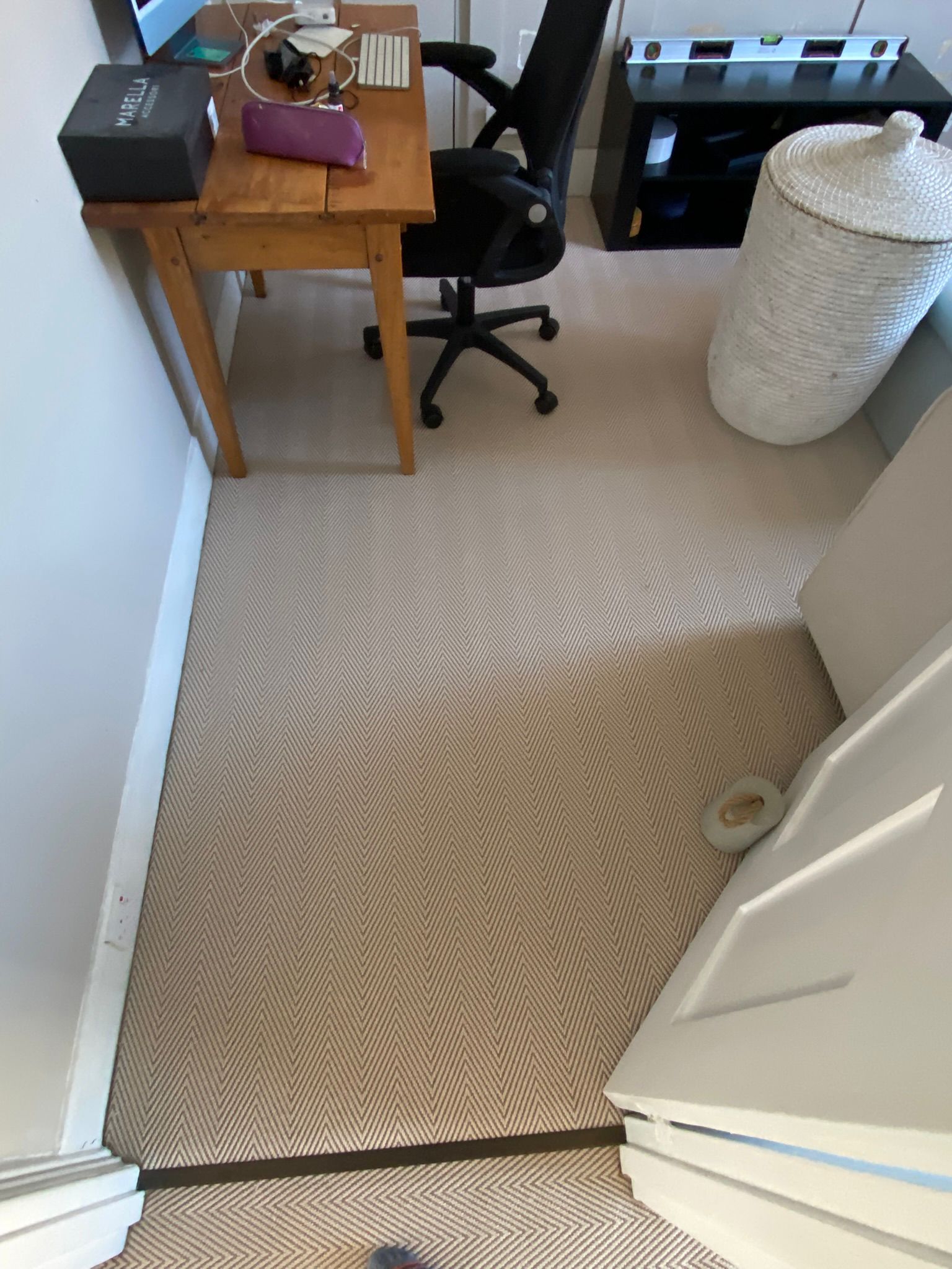 Fibre Carpets Re-Vive Wool-Look Chevron Teak installation_5