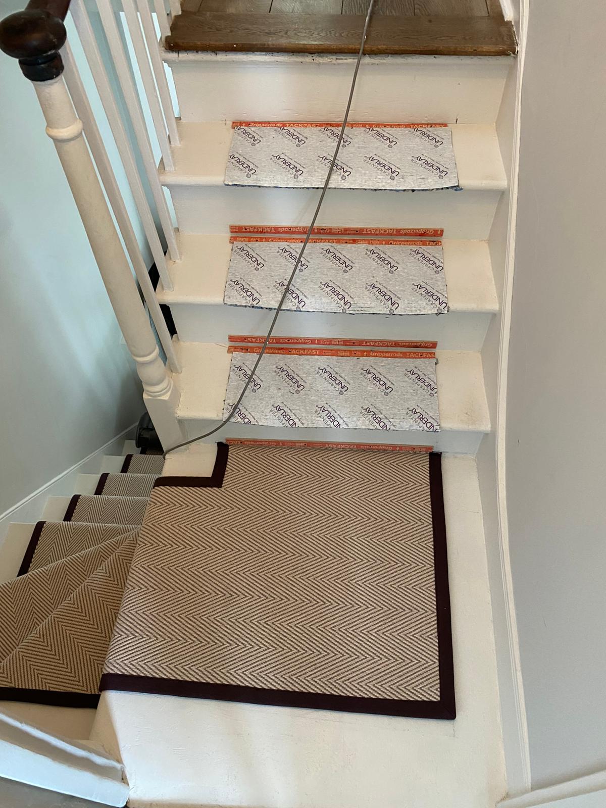 Fibre Carpets Re-Vive Wool-Look Chevron Teak installation_5