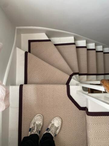 Fibre Carpets Re-Vive Wool-Look Chevron Teak installation_7