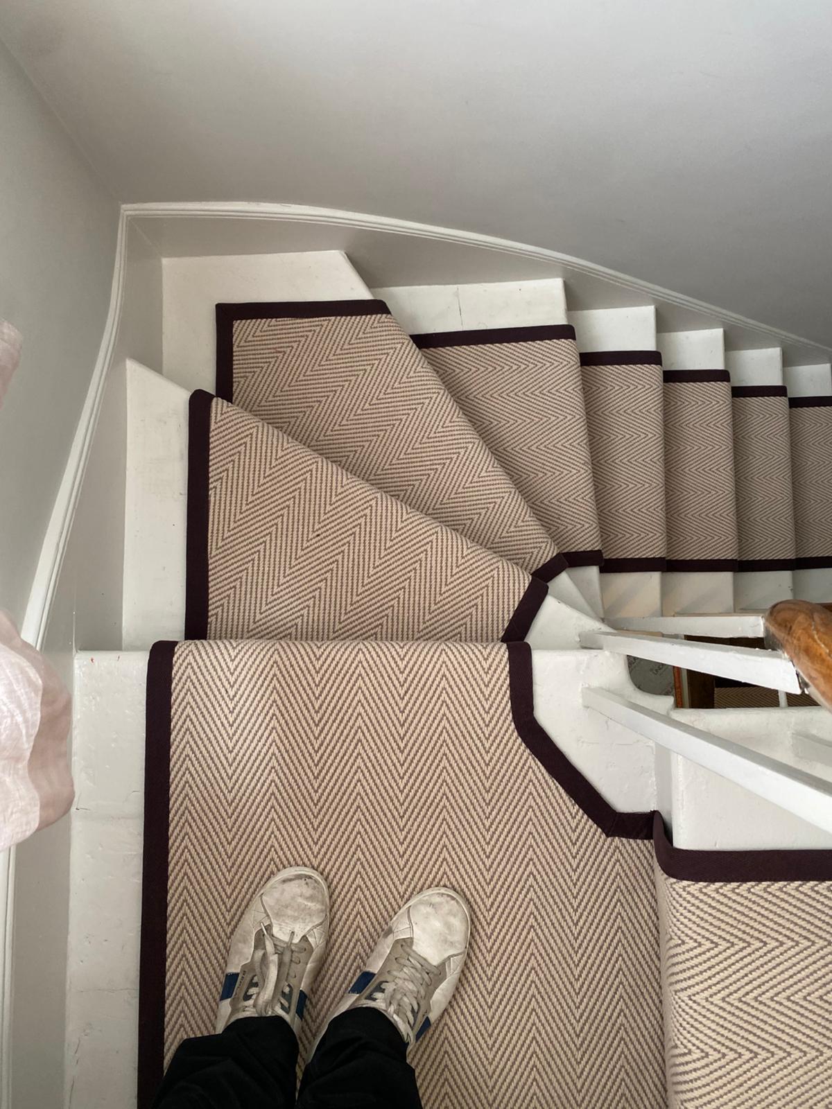 Fibre Carpets Re-Vive Wool-Look Chevron Teak installation_7