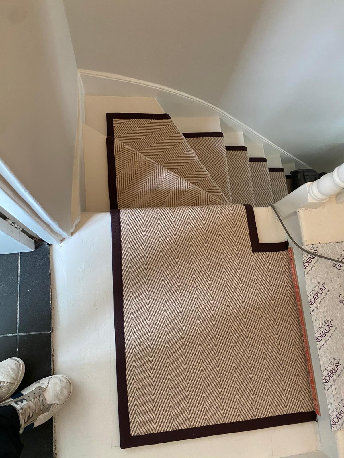 Fibre Carpets Re-Vive Wool-Look Chevron Teak installation_8