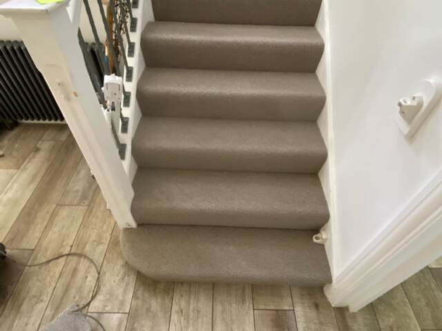 Fibre Carpets Wool Maldives Conch installation in Farringdon