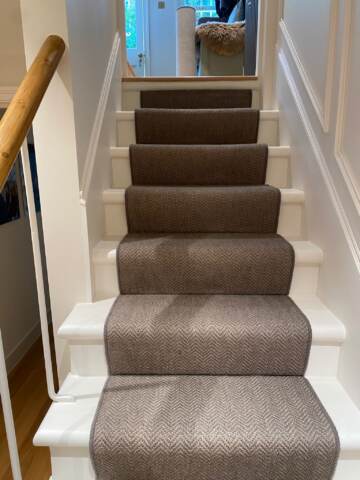 Likewise London Herringbone Bronze carpet installation_5