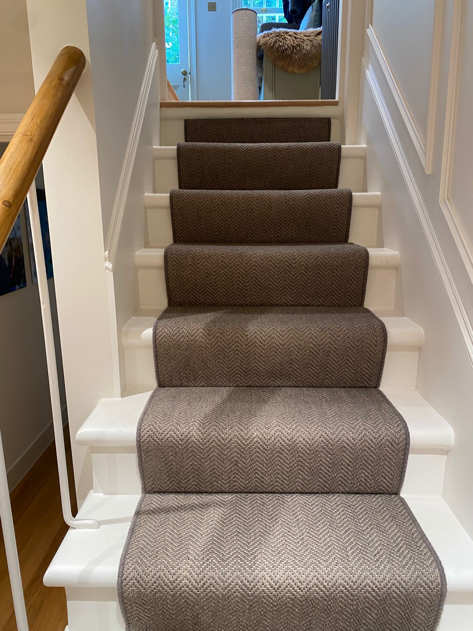 Likewise London Herringbone Bronze carpet installation_5