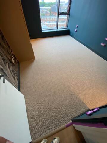 Likewise London Herringbone Ebony carpet installation in_1