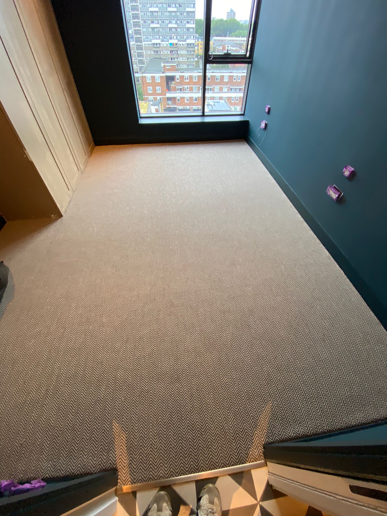 Likewise London Herringbone Ebony carpet installation in_2