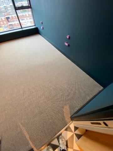 Likewise London Herringbone Ebony carpet installation in_3