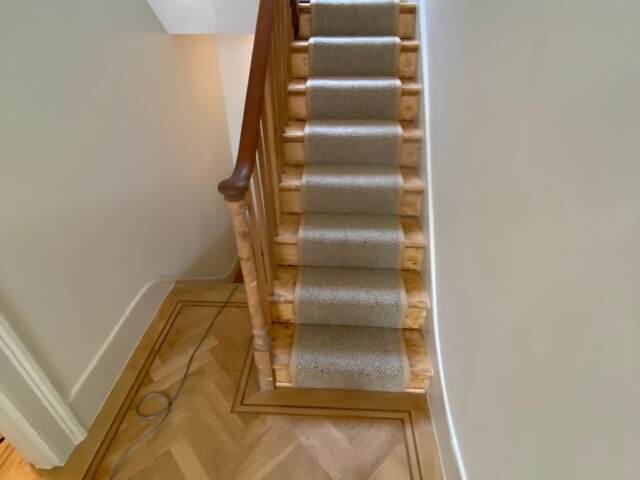 Westex Flooring Butterwick Wool Loop Chai carpet installation in Ealing