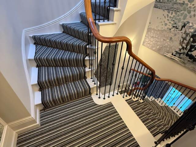 Hugh Mackay Carpets Deco Candy Stripe Woodland installation in Kilburn