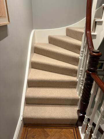 Cormar carpets fairisle mace installation stairs in Kensington