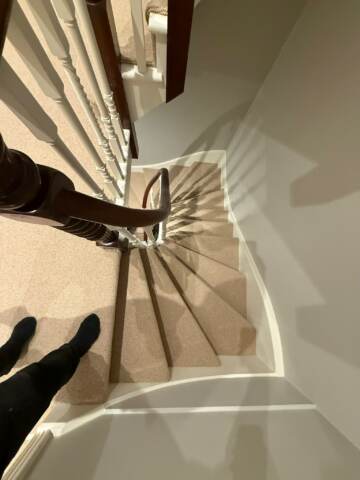 Cormar carpets fairisle mace installation stairs in Kensington