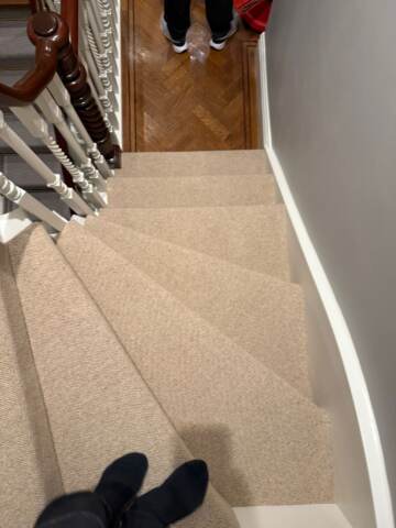 Cormar carpets fairisle mace installation stairs in Kensington