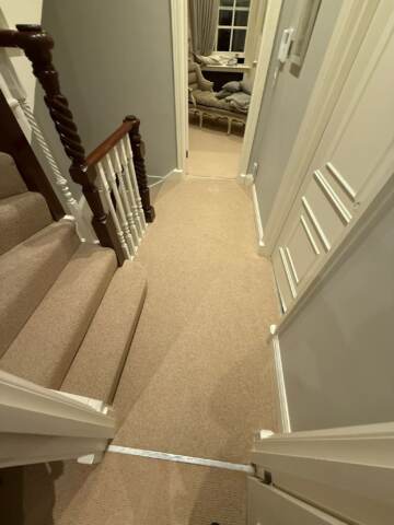 Cormar carpets fairisle mace installation stairs in Kensington