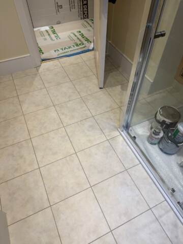 Amtico spacia limestone cool installation in Hammersmith