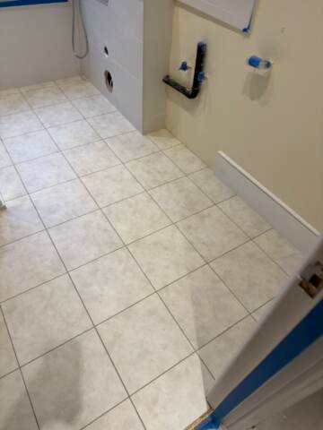 Amtico spacia limestone cool installation in Hammersmith