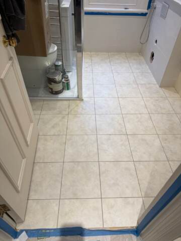 Amtico spacia limestone cool installation in Hammersmith