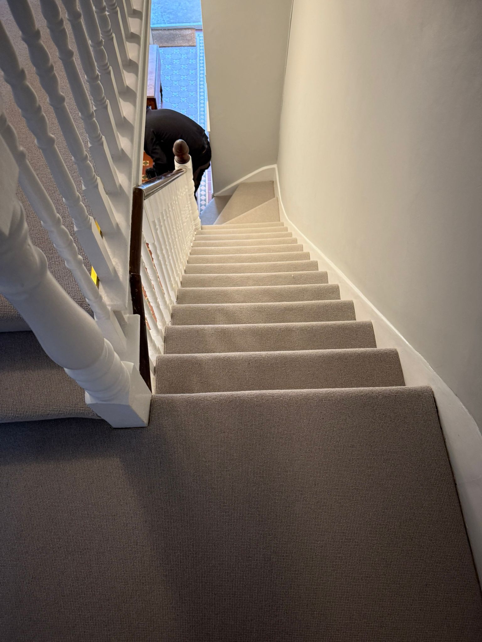 Crucial trading weather watching dawn light carpet installation in Hackney