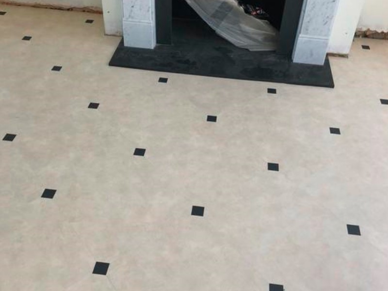 Amtico Signature Limestone Calico Luxury Vinyl Tile With Graphite Slate Key Installed In Westminster - Luxury Vinyl Tile (LVT) Flooring - Westminster - Residential