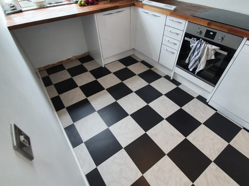 Amtico Spacia Ceramic Coal & Ceramic Light - Luxury Vinyl Tile (LVT) Flooring - Hammersmith - Residential