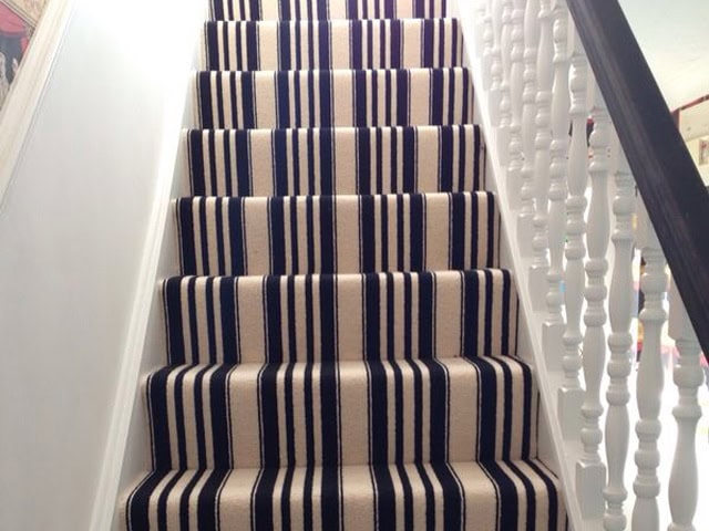 Black & White Striped Stair Carpet - Carpet - Residential