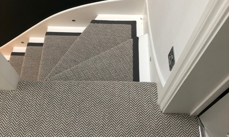 Fibre Flatweave Classic Herringbone Dapple Carpet Installed In Battersea - Carpet - Battersea - Residential