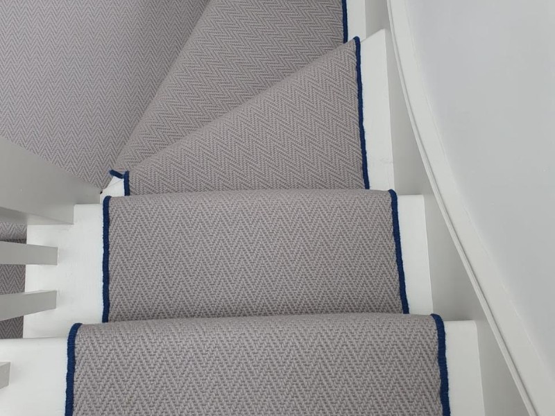 Grey Carpet With Blue Whipping In Kilburn - Carpet - Kilburn - Residential