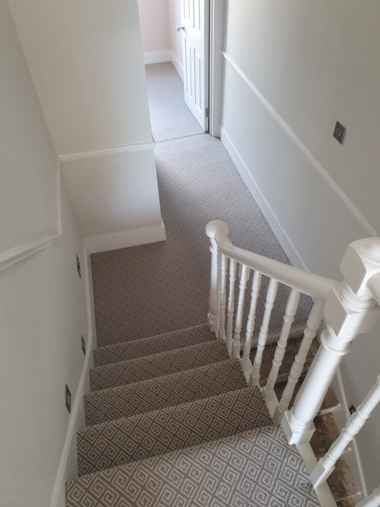 Rols Wool Carpets Greek Key Ash Installation In Docklands - Carpet - Docklands - Residential