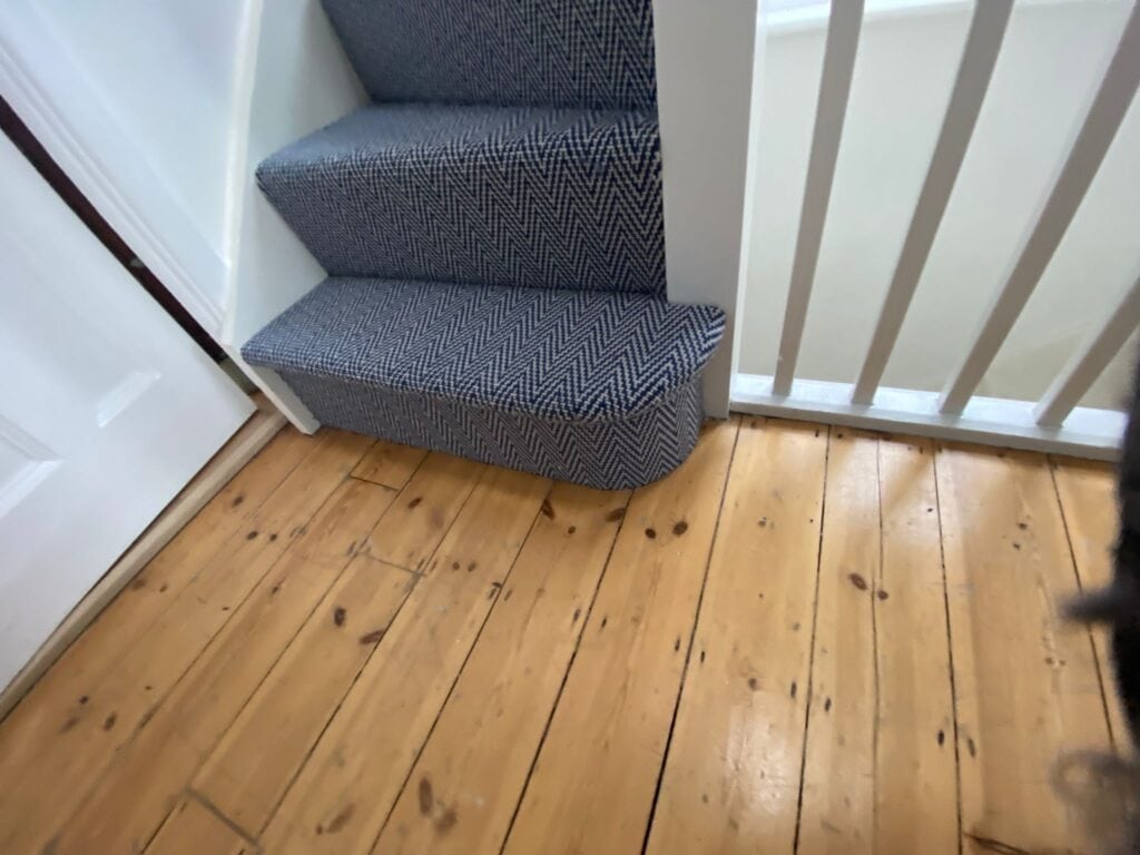 Rols Wool Carpets Herringbone Denim Installation In Battersea - Carpet - Battersea - Residential