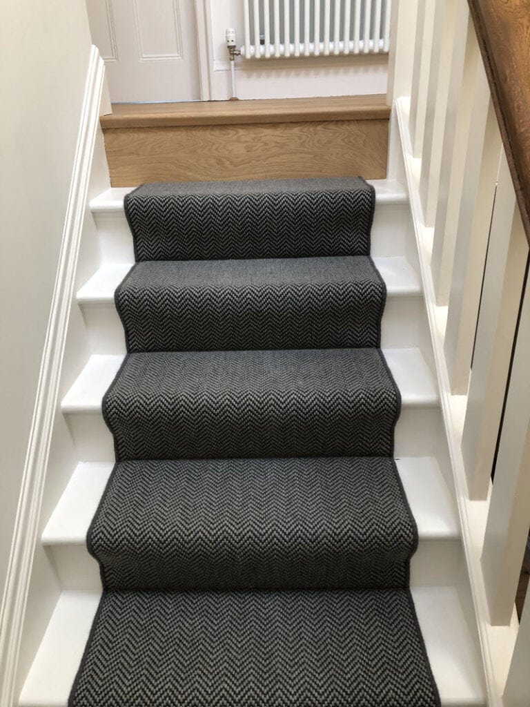 Dark Grey Sisal Herringbone Carpet Fitted In Holloway - Carpet - Residential