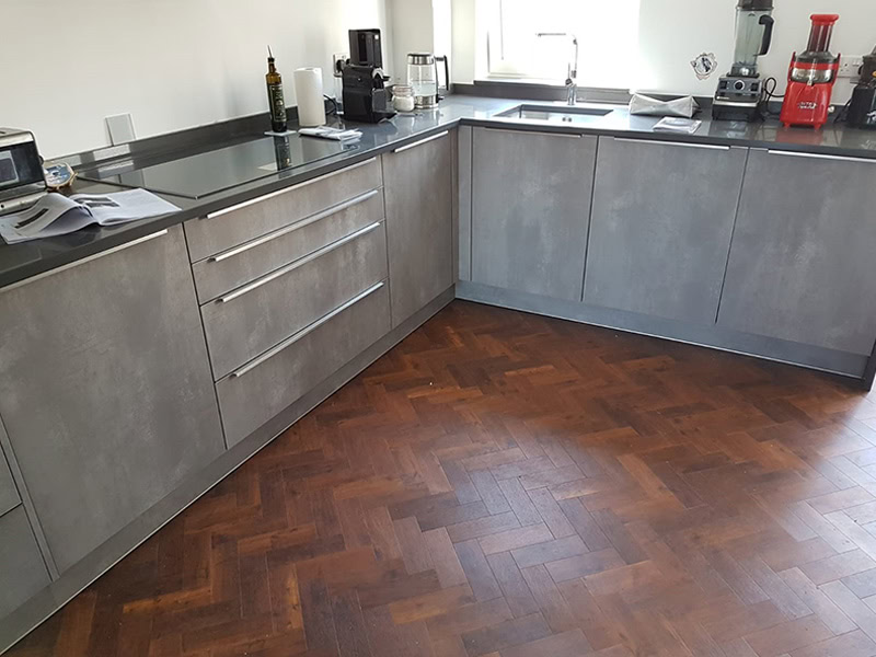 Amtico In Dark Wood Herringbone Design - Luxury Vinyl Tile (LVT) Flooring - Marylebone - Residential