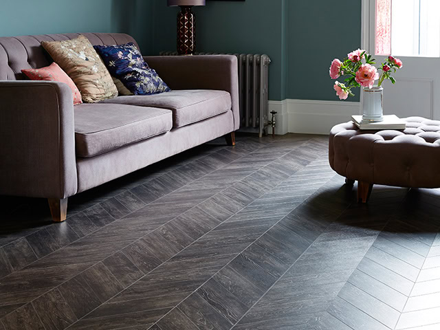 Amtico - Signature AR0W8120 Script Maple Silver AR0D6300 Herringbone Pleat - Luxury Vinyl Tile (LVT) Flooring - Vinyl Flooring