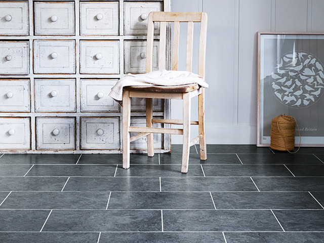 Amtico - Spacia SS5S7501 Monmouth Slate AR0SMB14 Mirabelle Creme Stripping - Luxury Vinyl Tile (LVT) Flooring - Vinyl Flooring