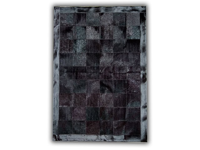 Barnscroft - Cowhide Mosaics - Bespoke Black Cowhide Mosaic With Border - Carpet