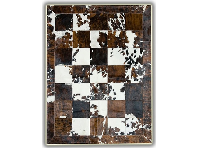 Barnscroft - Cowhide Mosaics - Bespoke Mosaic in Tri - Colour With Border - Carpet