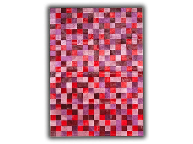 Barnscroft - Cowhide Mosaics - Bespoke RedPink Cowhide Rug - Carpet