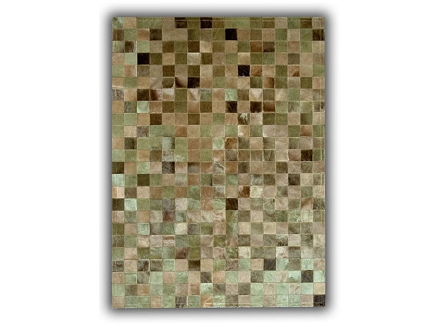 Barnscroft - Cowhide Mosaics - Multi Green Toned Bespoke Cowhide Rug - Carpet