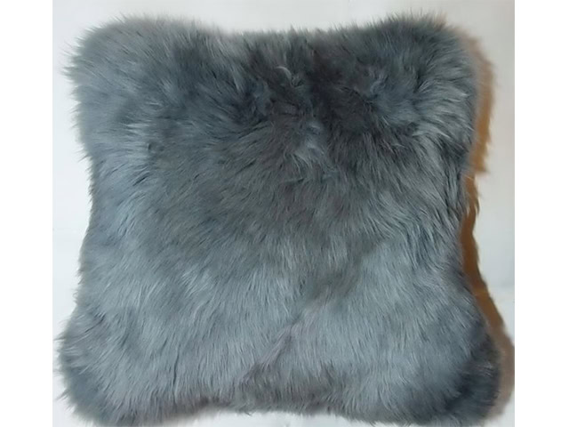 Barnscroft - Sheepskin Cushions - Slate Long Wool Sheepskin Cushion 35x35 - Carpet