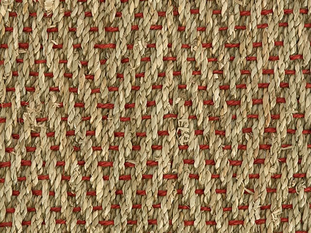 Crucial Trading Seagrass Herringbone Red Weft - Carpet