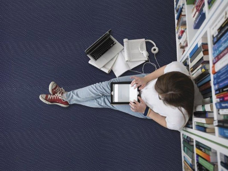 Flexr - Athena Woven Vinyl - Chevron Blue - Vinyl Flooring