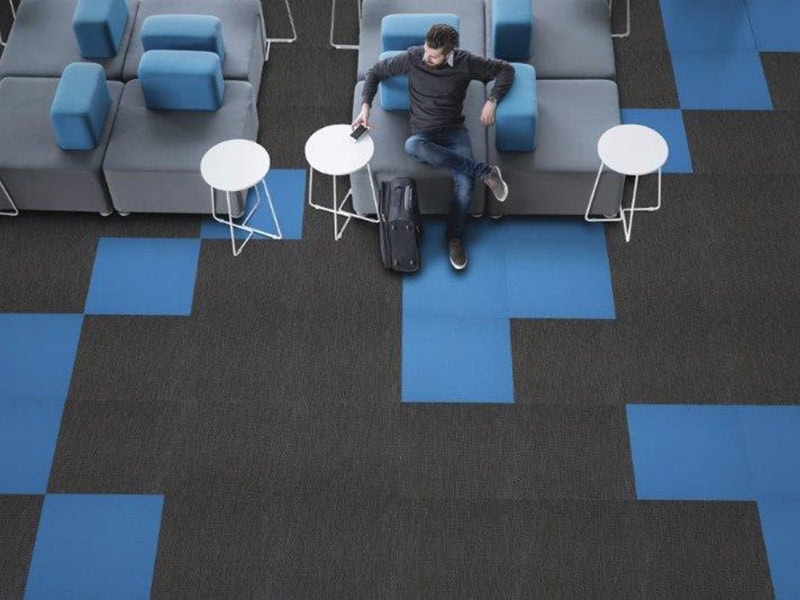 Flexr - Athena Woven Vinyl - Zoiros Graphite - Zoiros Blue - Vinyl Flooring